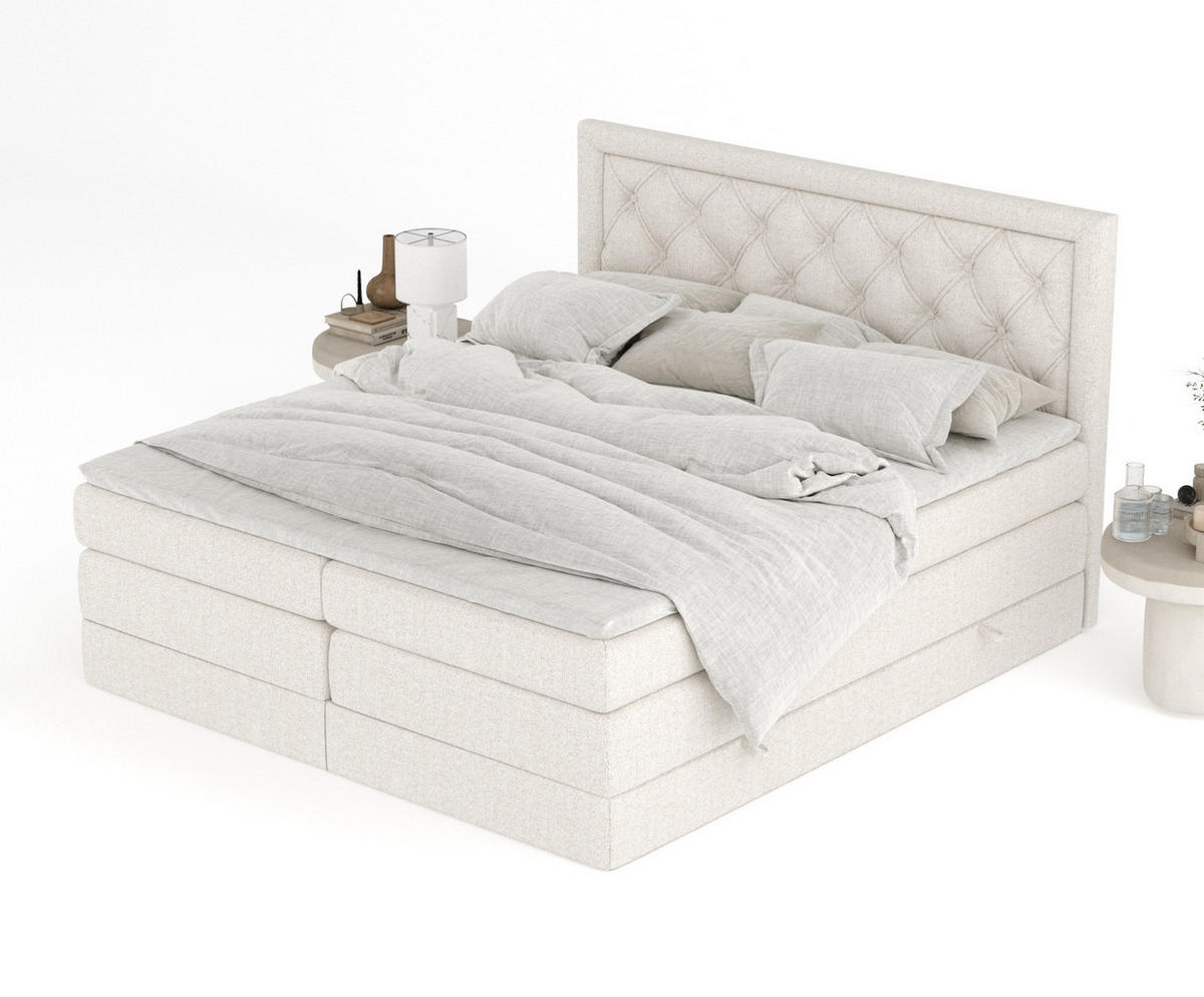 BOXSPRINGBETT Aurelia Beige 200/200 cm - Beige/Schwarz, Holz/Holzwerkstoff (200/200cm) - Maison de Reve