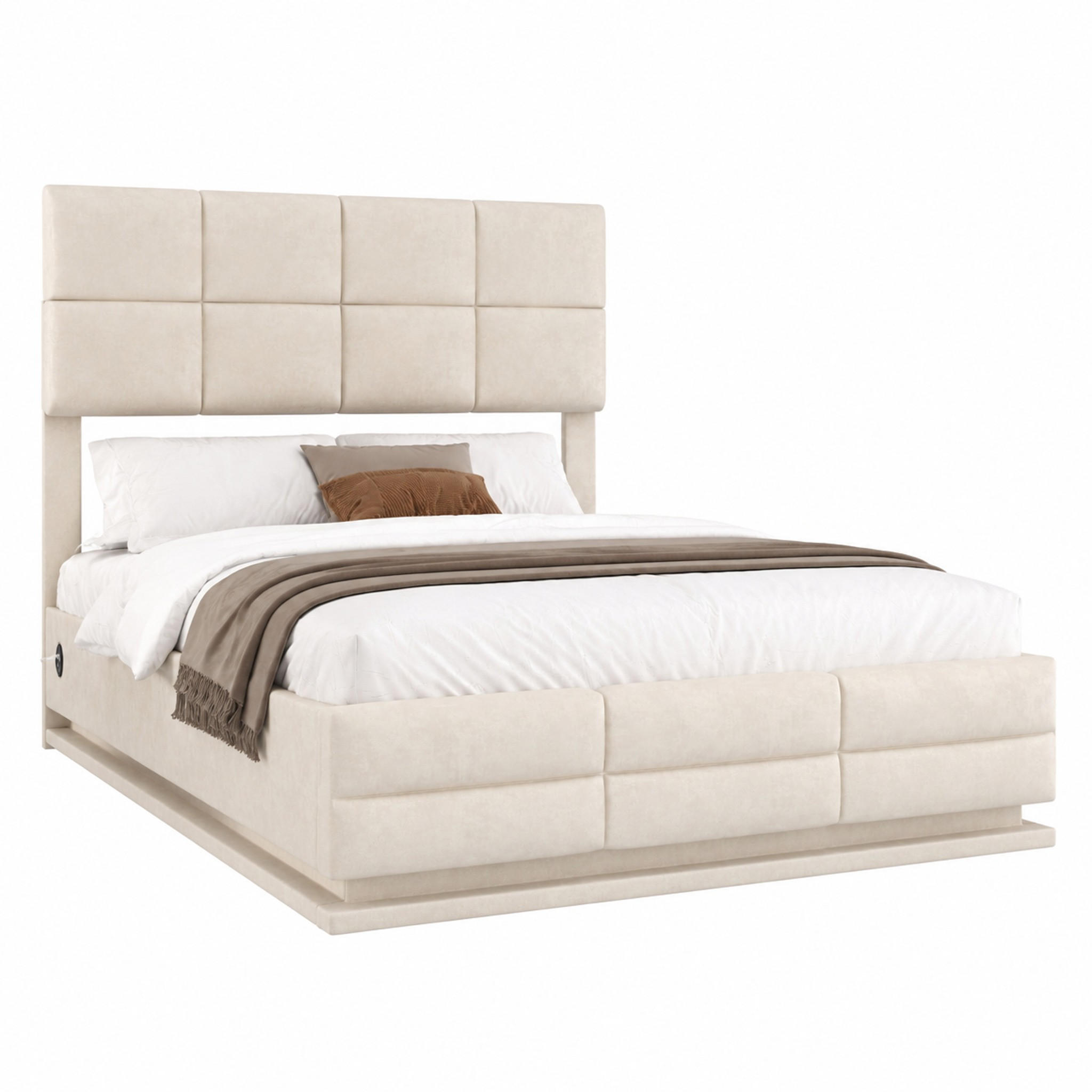 BETT mit Stauraum 90x200 cm Samt Beige - Beige, Metall (90/200cm) - Meubliv