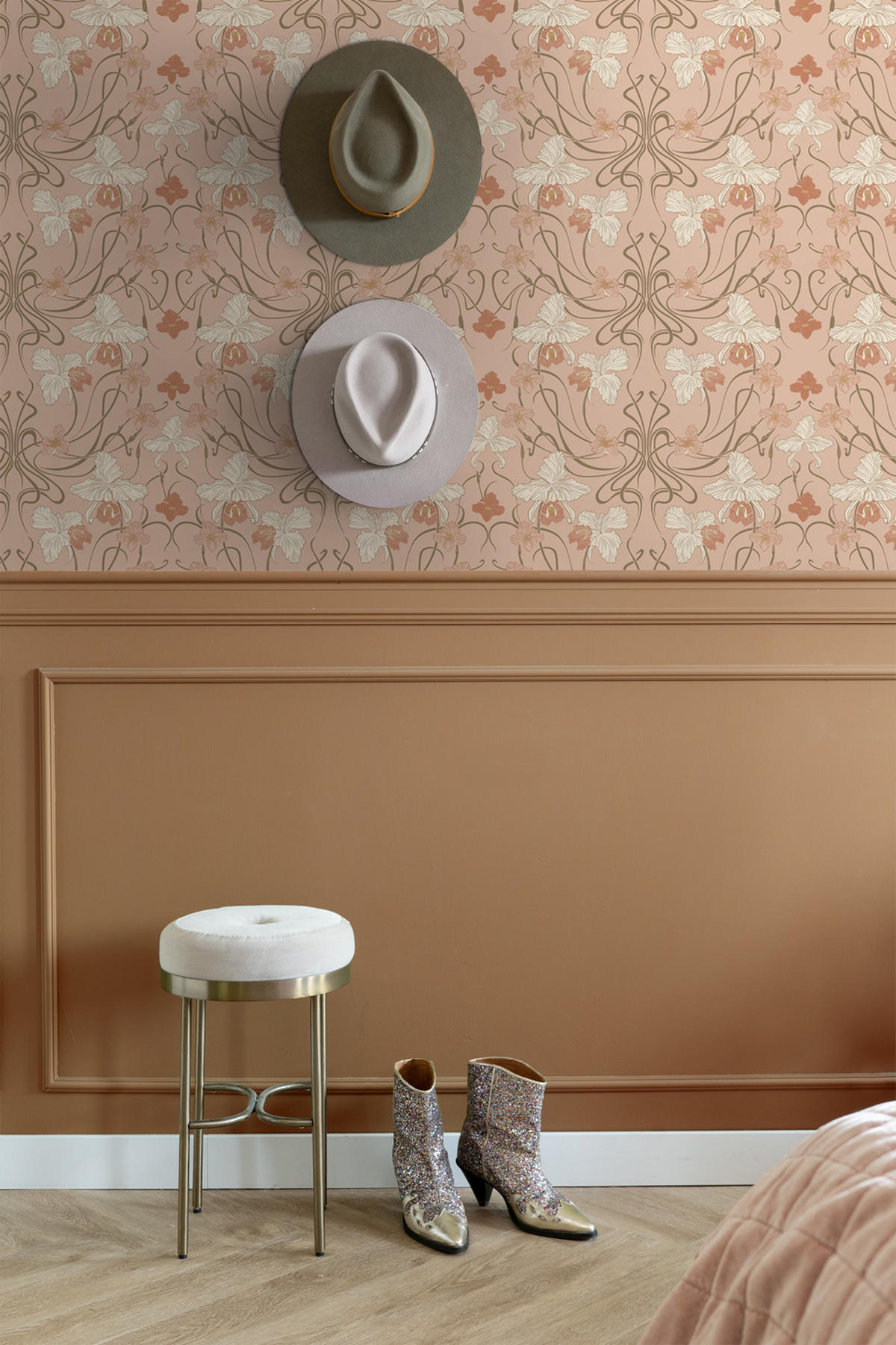 TAPETE Blumenmuster im Jugendstil 53 cm x 10.05 m - Pink, Papier (53/1000cm) - ESTAhome