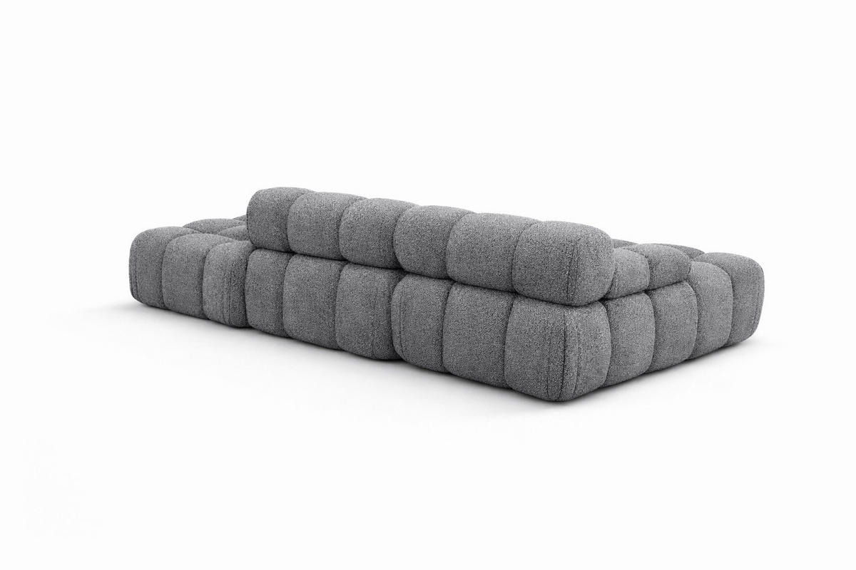 ECKSOFA L-Form Modular Mit Hocker, Bouclé-Stoff Abriamo, Dunkelgrau, Rechts, Selia - Dunkelgrau, Holz (285/160cm) - Kaiser Möbel