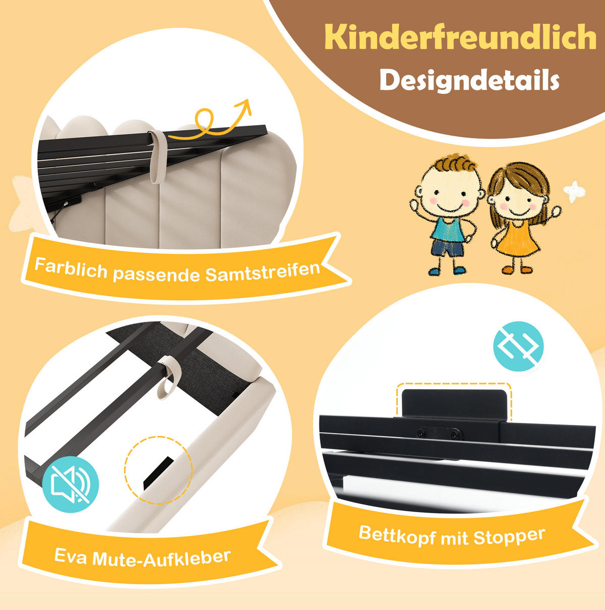 POLSTERBETT 90/200 cm Beige aus Samt mit Stauraum - Beige, Textil (90/200cm) - OKMYHOME