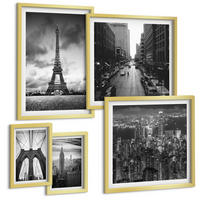 BILDER SET 5er Set - 50x50 cm & 20x30 cm & 40x60 cm Goldrahmen - Sommerstrände, Meereslandschaft - Goldfarben, Kunststoff (40/60cm) - TULUP