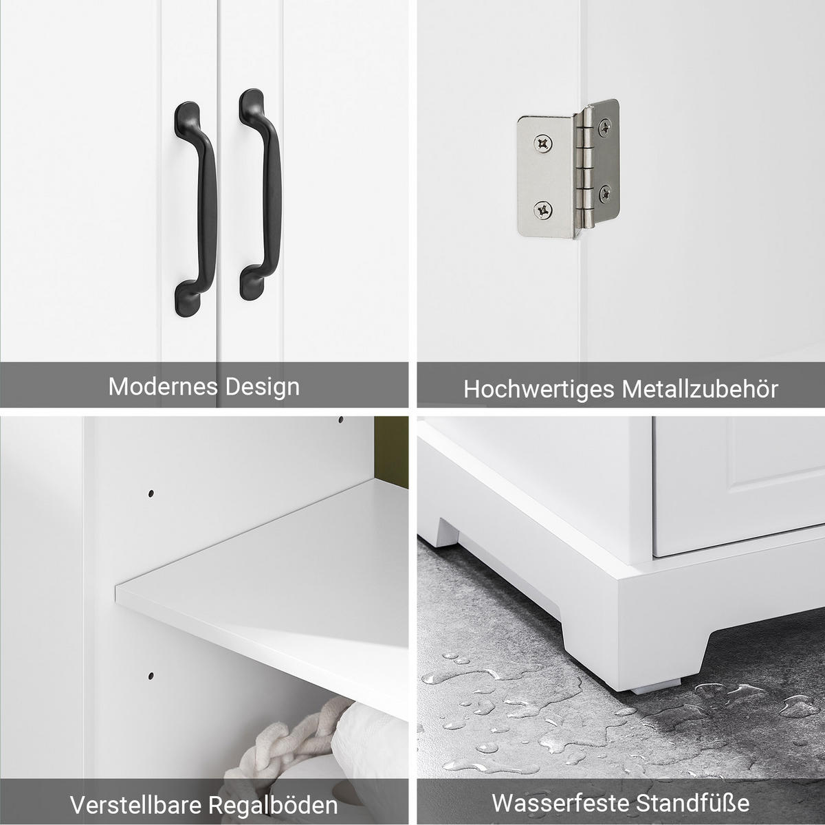 WASCHBECKENUNTERSCHRANK Weiß - Weiß, Holzwerkstoff (60/60/30cm) - SoBuy