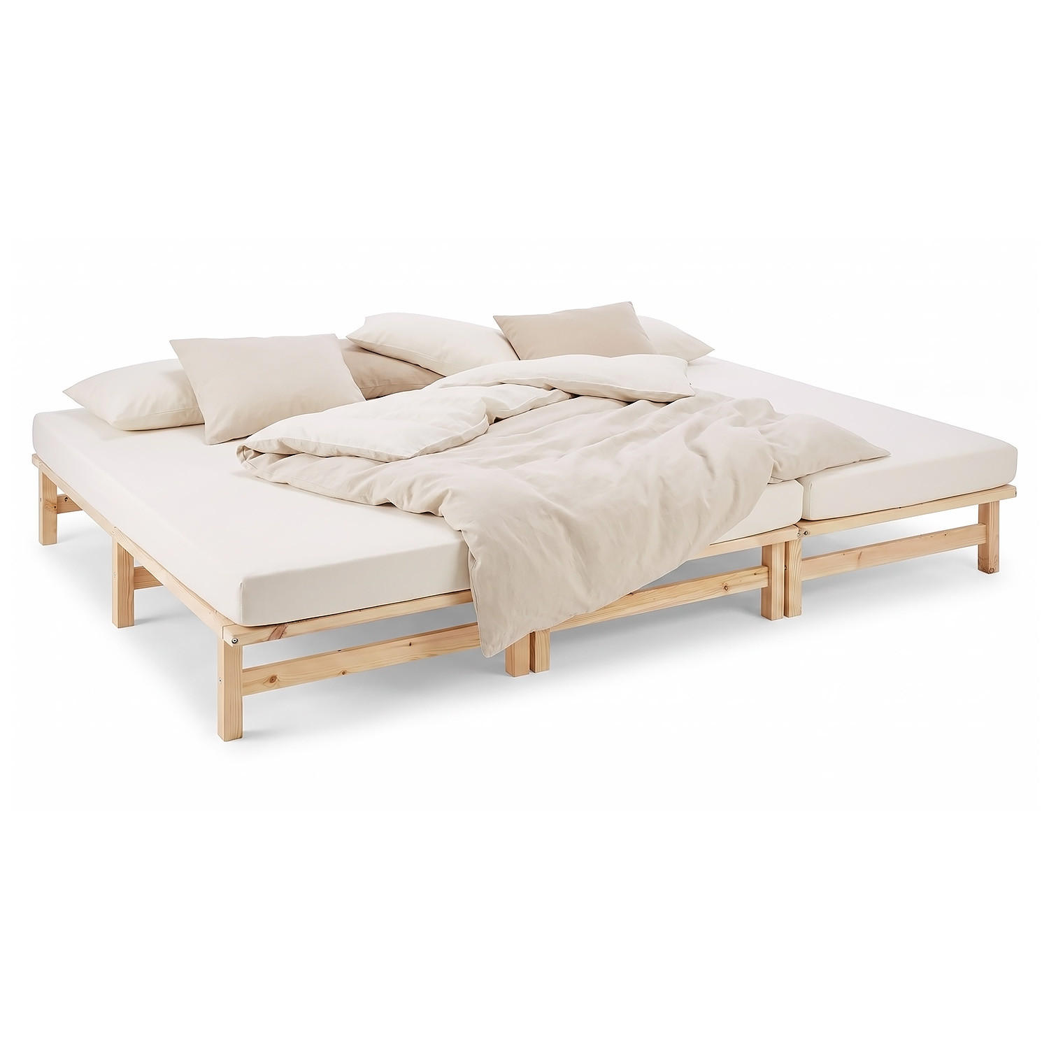 HOLZBETT Familienbett 270/200 cm natur + Lattenrost - Braun, Holz (270/200cm) - Homestyle4u