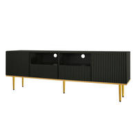 LOWBOARD 165/36/55 cm mit 2 Schubladen und Push-to-Open-System - Schwarz, Holzwerkstoff (165/55/36cm) - BEAOK