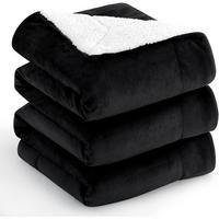 KUSCHELDECKE Sherpa Fleece Schwarz 220 x 240 cm - Schwarz, Textil (220/240cm)