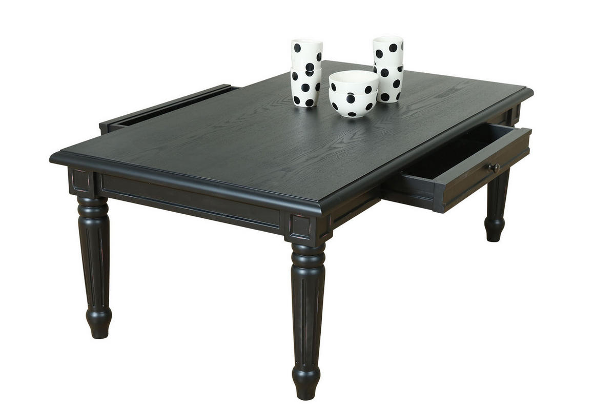 COUCHTISCH mit 2 Schubladen, schwarz - Weiß, Holzwerkstoff (135/75/51cm) - ebuy24