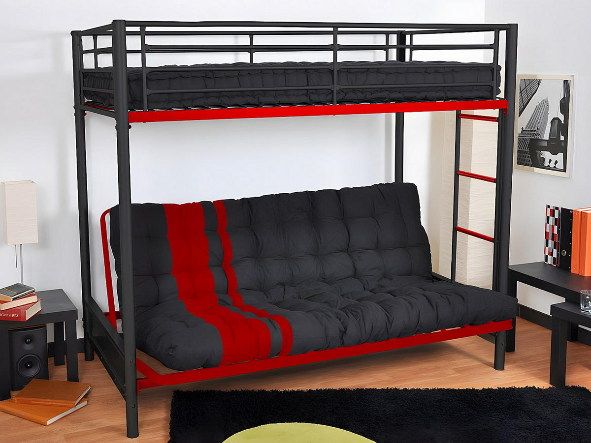 MATRATZEN für Schlafsofas - 2 Personen - stoff - schwarz, rot Modulo - Rot/Schwarz, Textil (135/190cm) - Vente-Unique