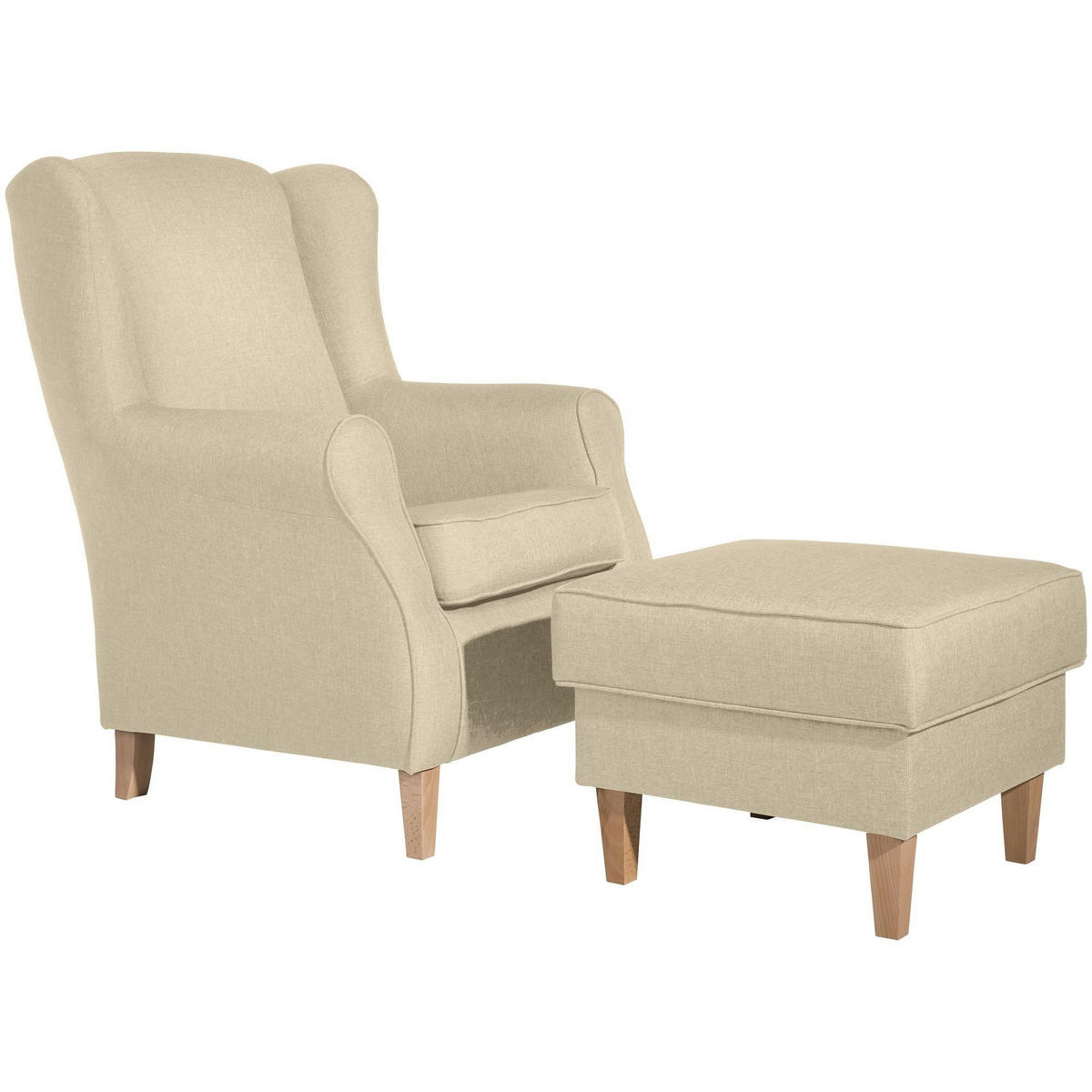 OHRENSESSEL Karlen Bezug Flachgewebe Buche natur / beige - Beige/Buchefarben, Kunststoff (86/103/77cm) - 58aufmkessel