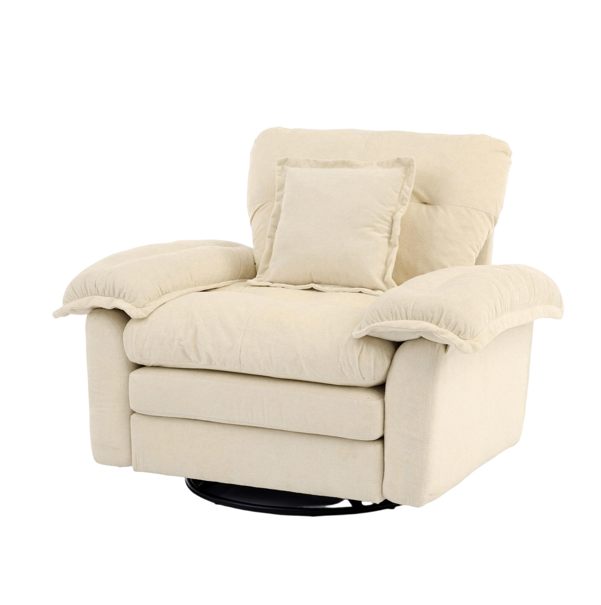 SESSEL in Beige mit 360°-Drehfunktion und Chenillebezug,84/116/96 cm - Beige, Textil (84/96/116cm) - Flora Grace