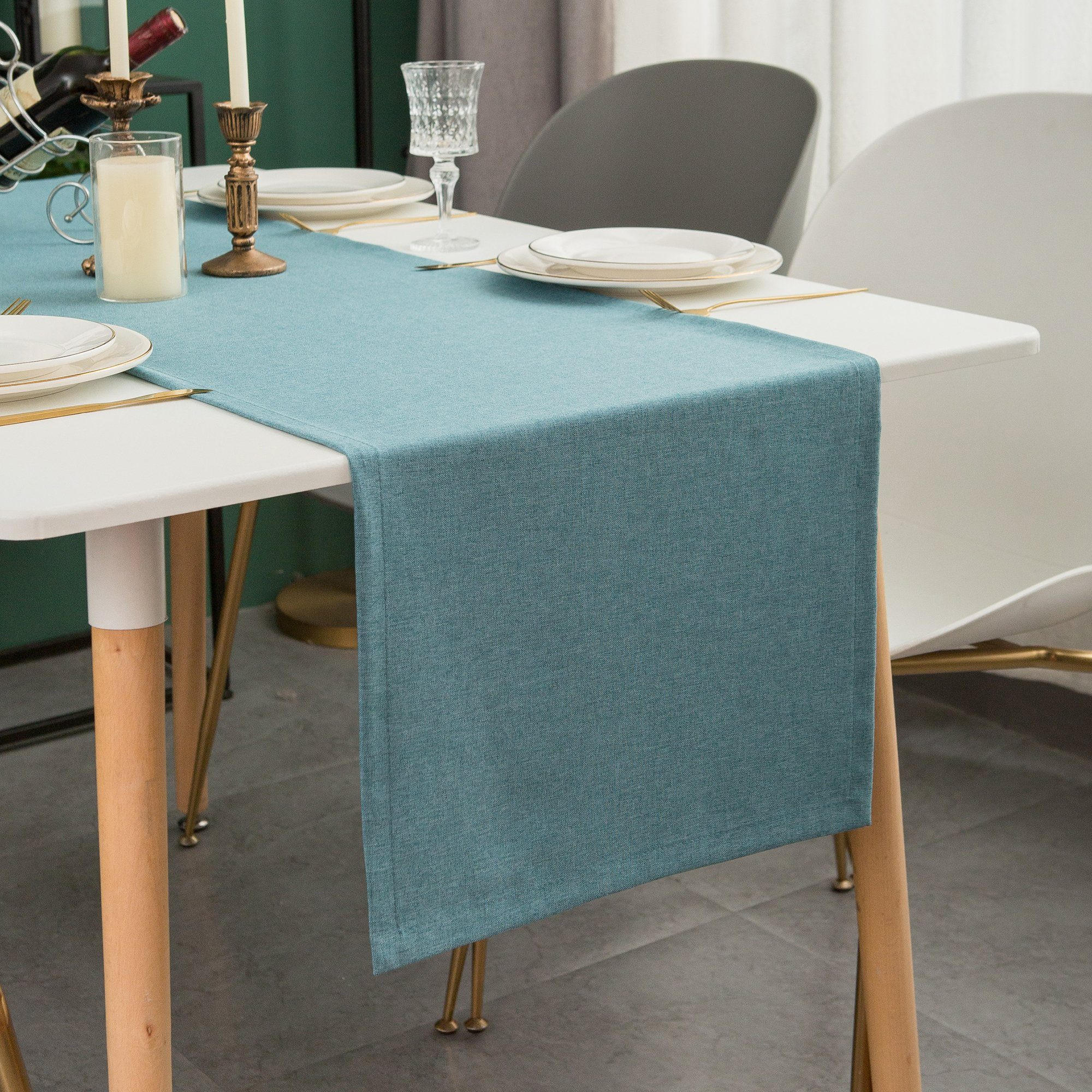 TISCHLÄUFER modern abwaschbar, wasserabweisend, Lotuseffekt, 40x180 cm, Blau - Blau, Textil (40/180cm)