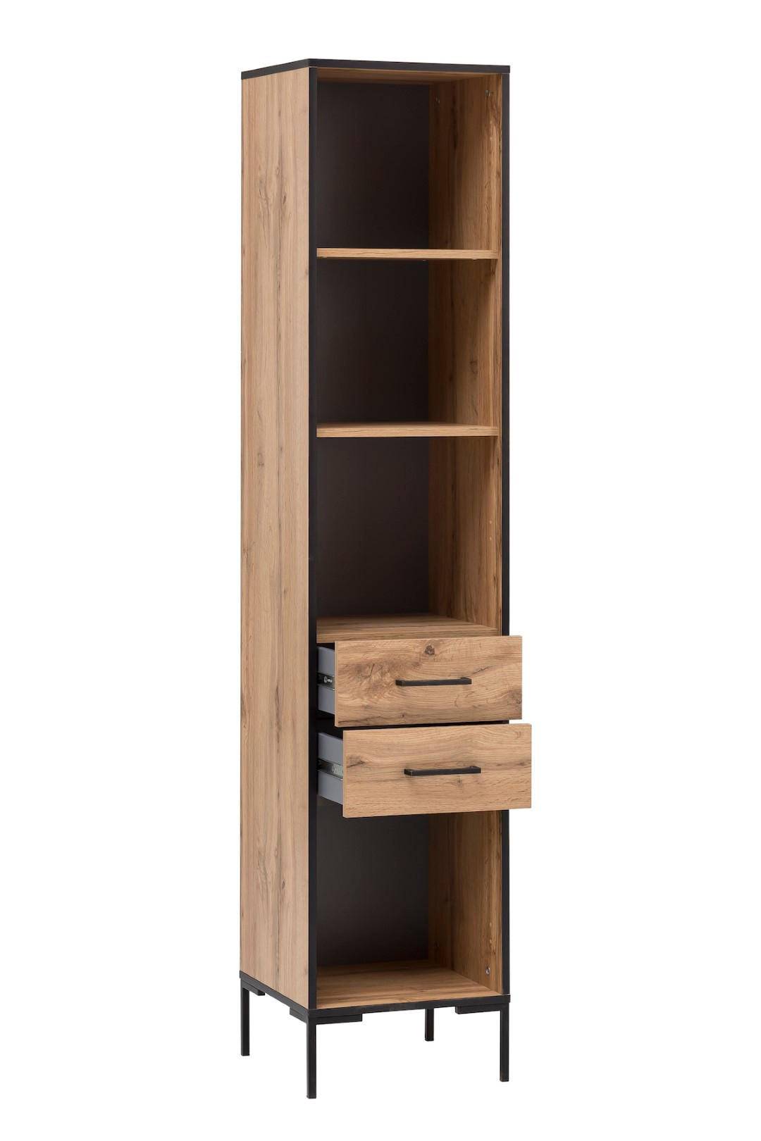 HOCHSCHRANK Panda 195x40x40 cm 4 Fächern & 2 Schubladen Eiche - Eichefarben, Holz (40/195/40cm) - PROREGAL
