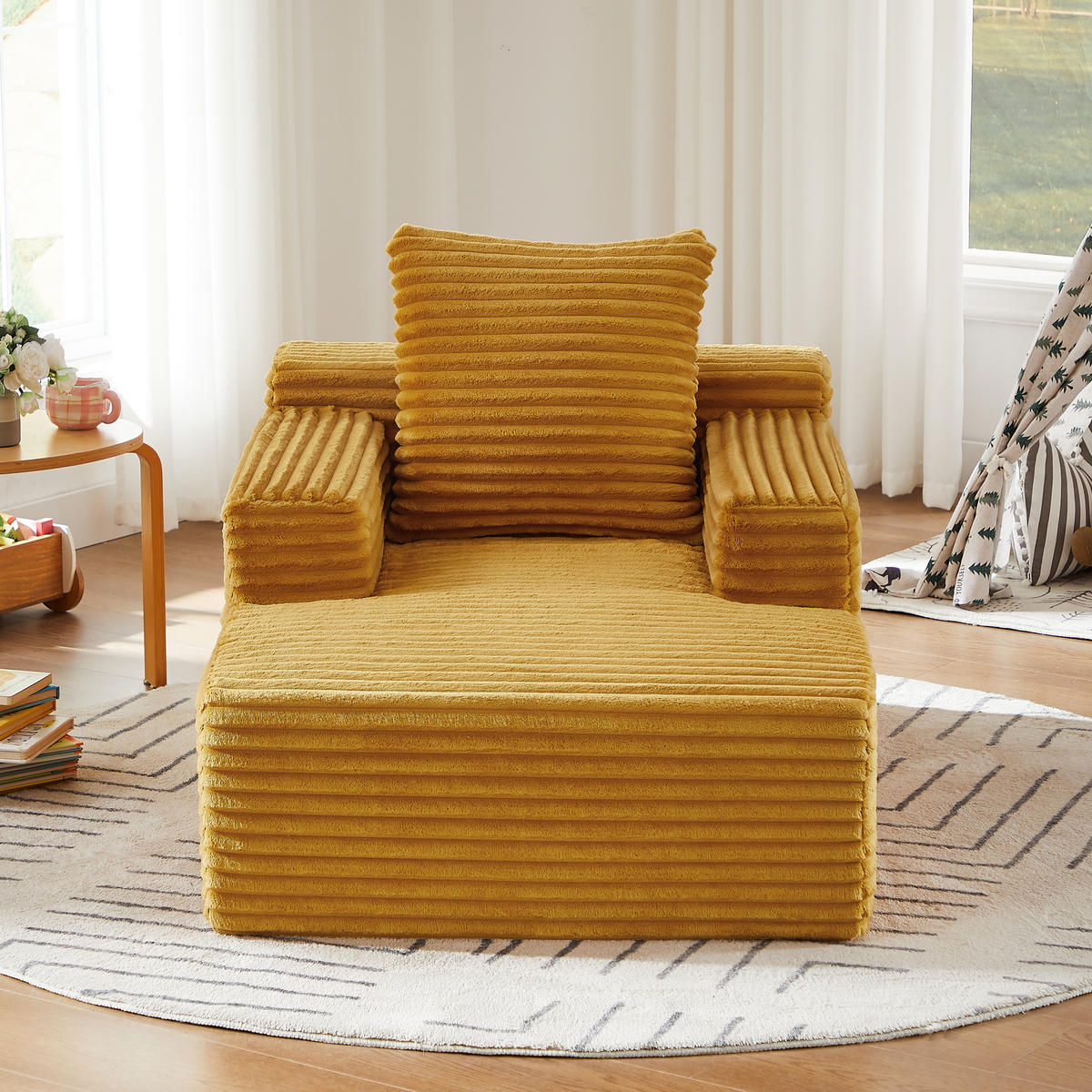 SCHLAFSESSEL DE-34917 Cord mit Schlaffunktion Gelb - Gelb, Textil (81/50/117cm) - ComfortXL