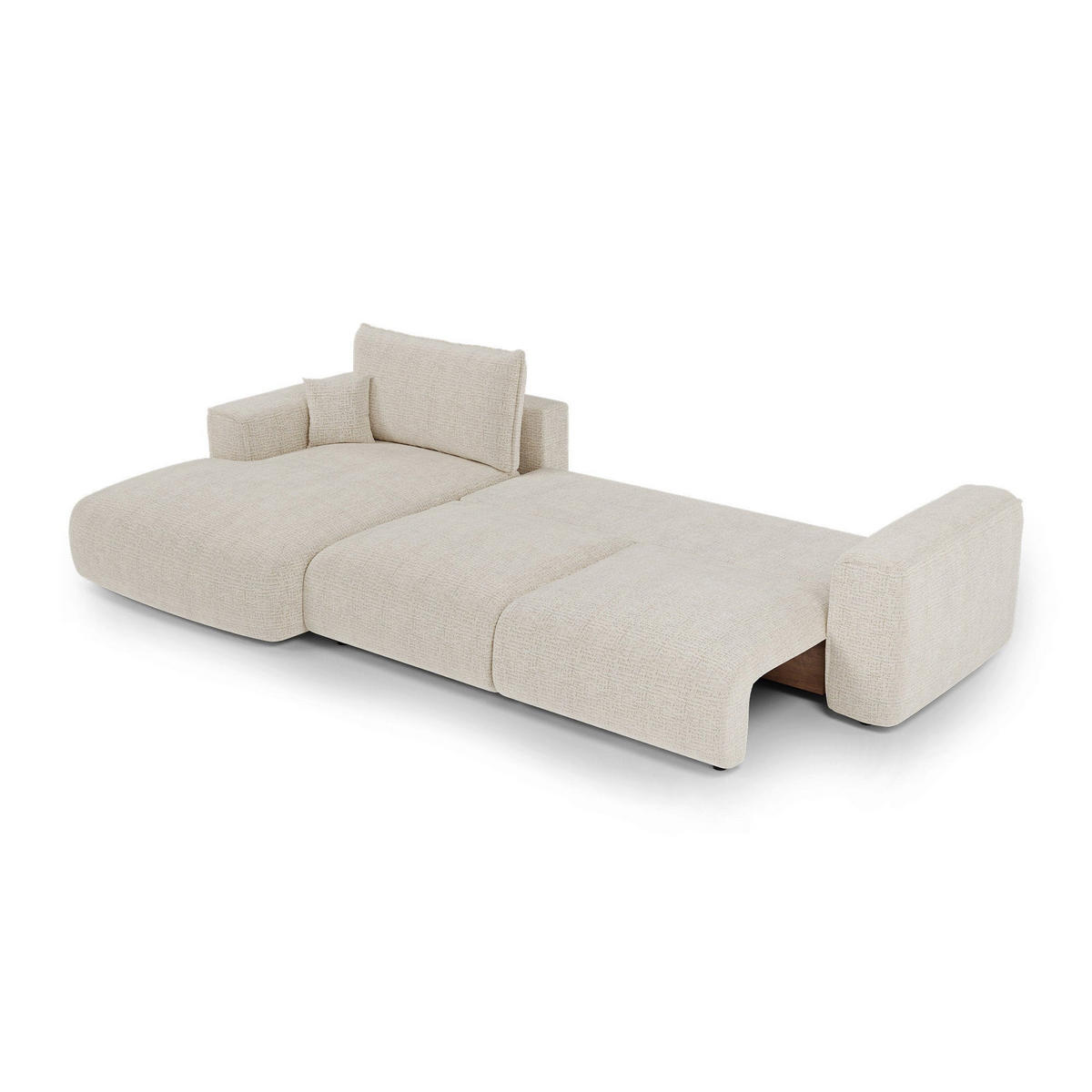 LINKSECK-SCHLAFSOFA mit Stauraum COMO Kettgewebe mit weichem Griff Creme 297cm - Creme, Textil (297/167cm) - Premium Interiors