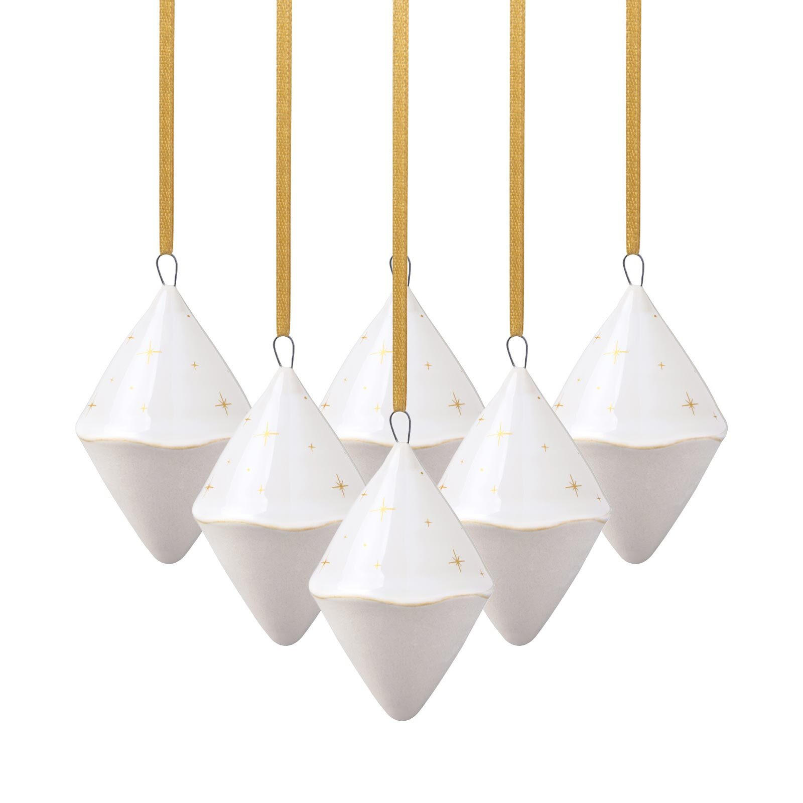 ORNAMENTE DOPPELKEGEL Winter Glow beige 6er Set - Beige, Keramik (5/7.6/5cm) - like.Villeroy & Boch