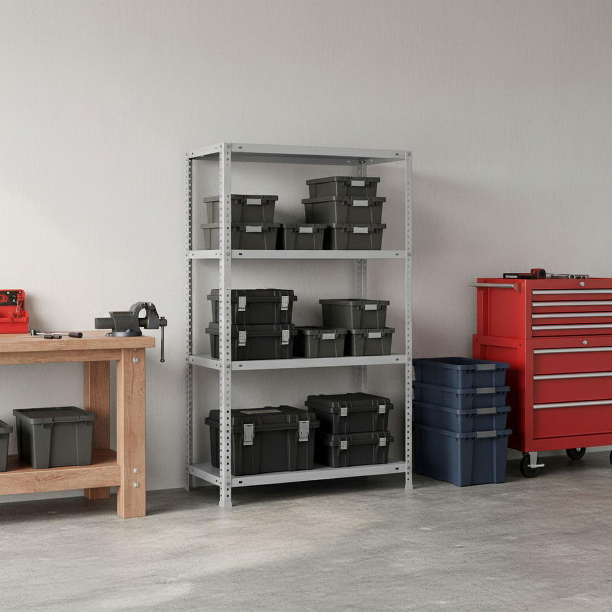 SCHRAUBREGAL PANDA MID | HxBxT 150x100x40cm | 4 Fachböden | Fachlast 100kg | Grau - Grau, Metall (100/150/40cm) - PROREGAL