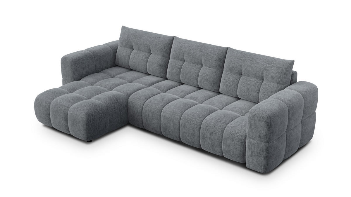 ECKSOFA CLOUDI 4-Sitzer links, dunkelgrau - Dunkelgrau/Schwarz, Holz/Textil (294/160cm) - Courtois Laville