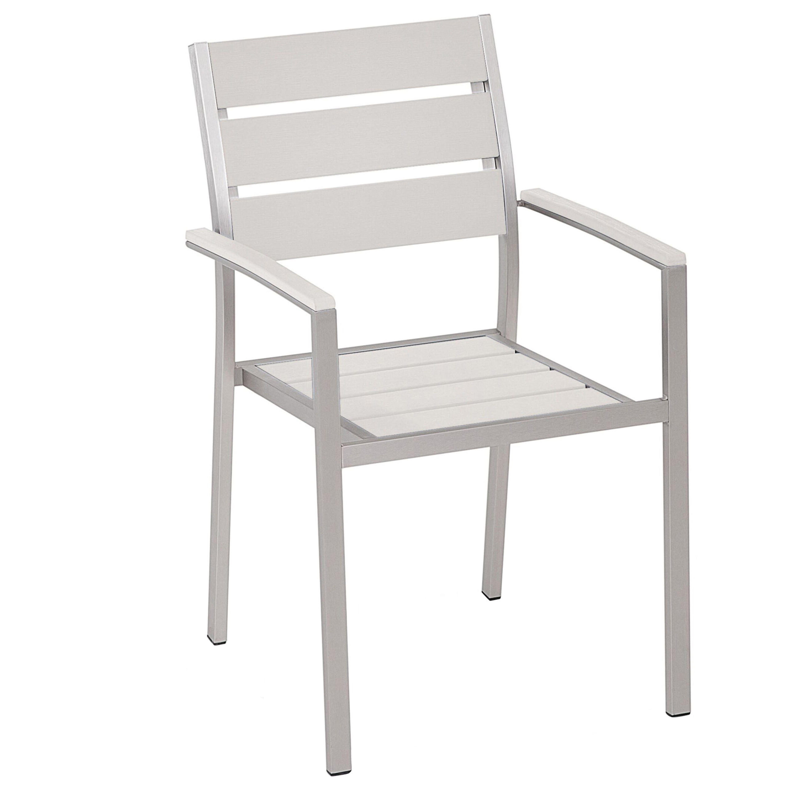 GARTENSTUHL 6er-Set Kunstholz weiß Vernio - Weiß, Kunststoff (54/88/57cm) - Beliani