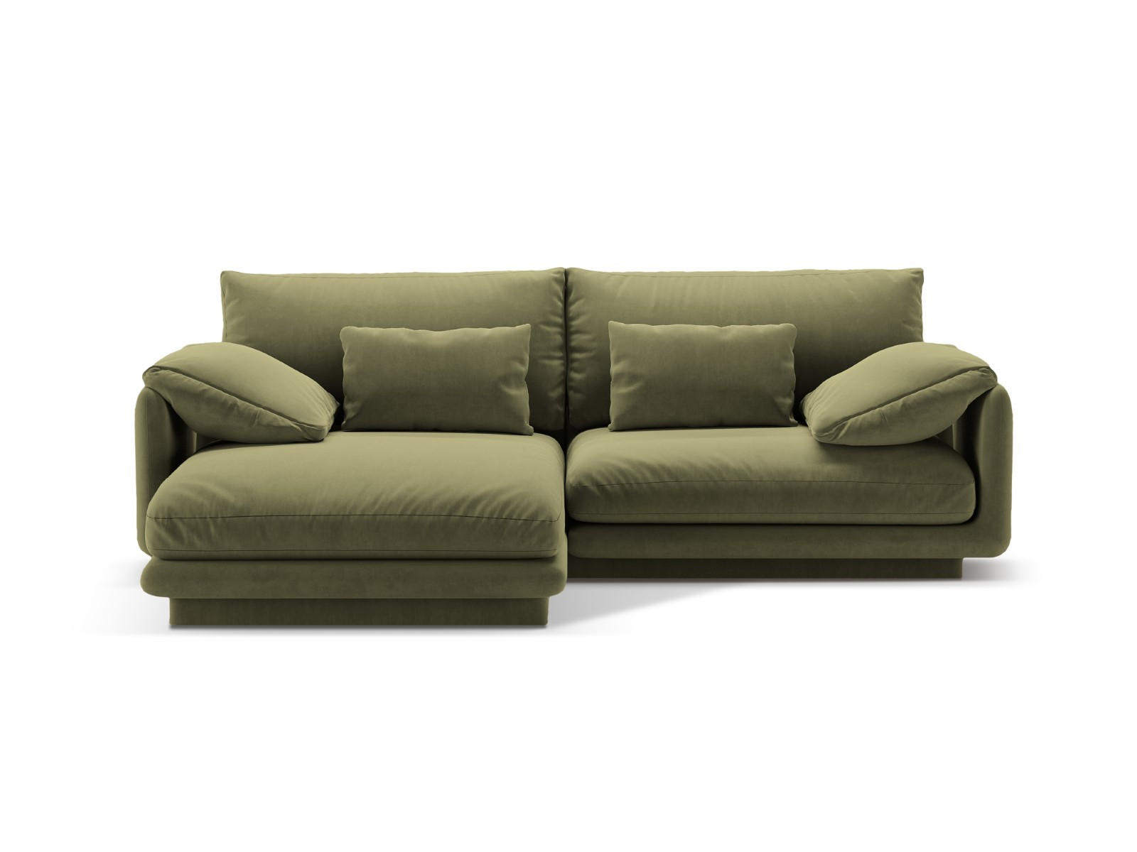 ECKSOFA links Torino aus Samt hellgrün 3 Sitzplätze - Hellgrün, Textil (170/220cm) - Micadoni