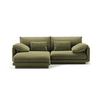 ECKSOFA links Torino aus Samt hellgrün 3 Sitzplätze - Hellgrün, Textil (170/220cm) - Micadoni