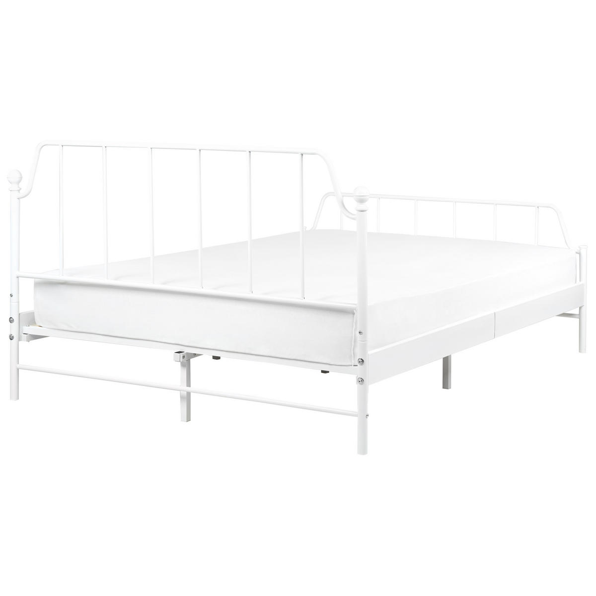 BETT mit Lattenrost 140x200 cm Weiß Mauressac - Weiß, Metall (140/200cm) - Beliani