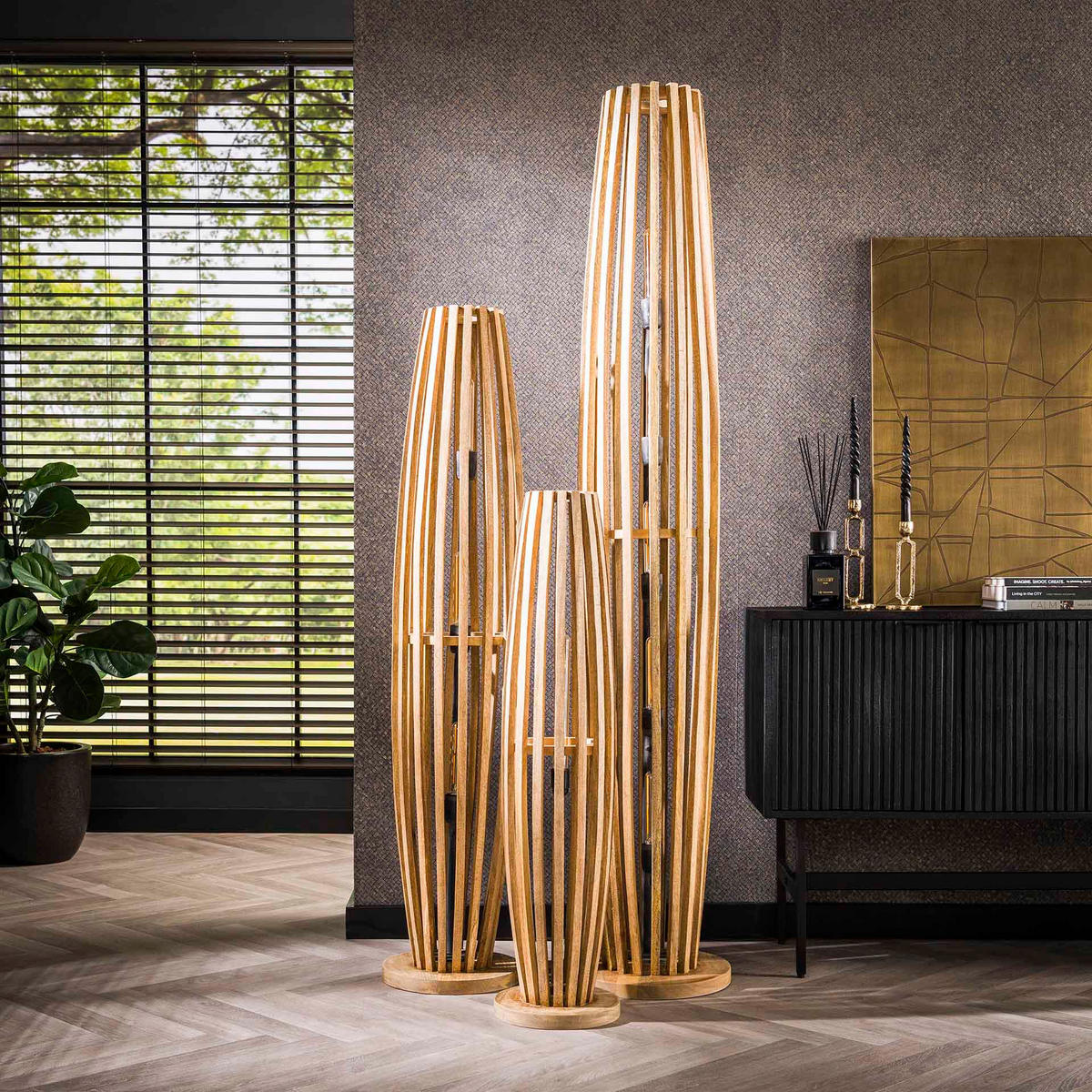 STEHLEUCHTE Orbit Braun 28/145/ 28 cm - Braun, Holz (28/145/28cm) - Hoyz Collection