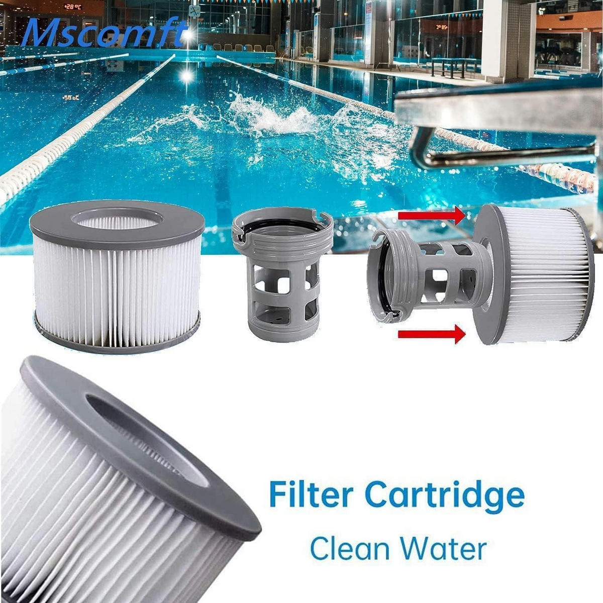 FILTERKARTUSCHE 4er Set für Whirlpool und Spa - Grau, Kunststoff (11/8/11cm)
