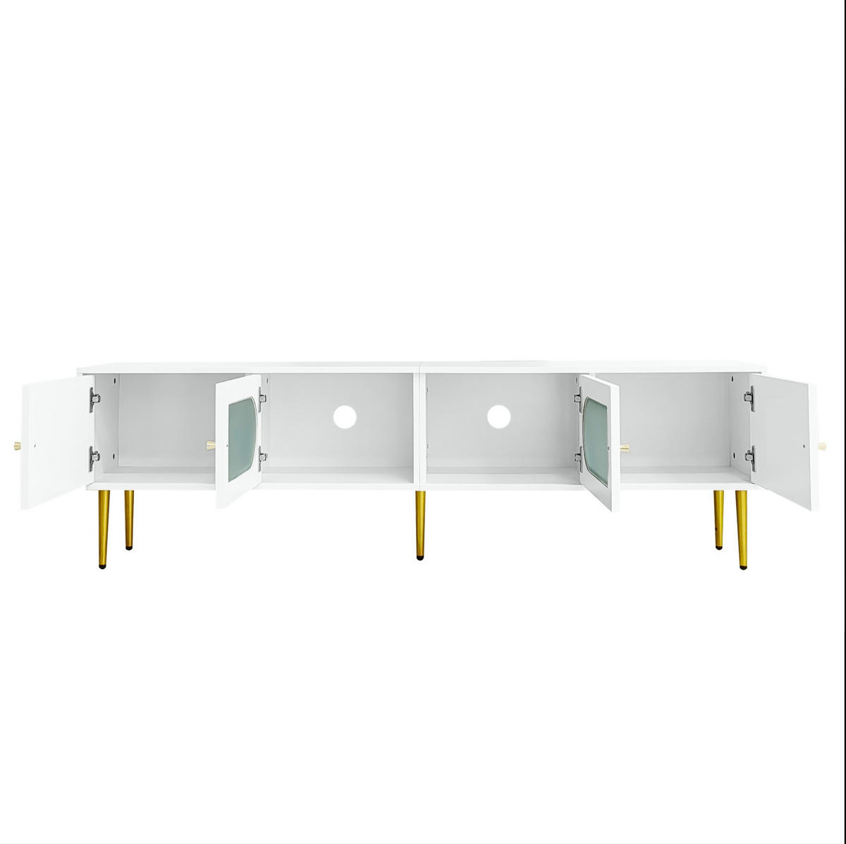 TV-BOARD aus Spanplatte 170x35x50 cm Weiß mit Kabelmanagement und geräuschlosen Scharnieren - Weiß, Holzwerkstoff (140/38/38cm) - Modfu