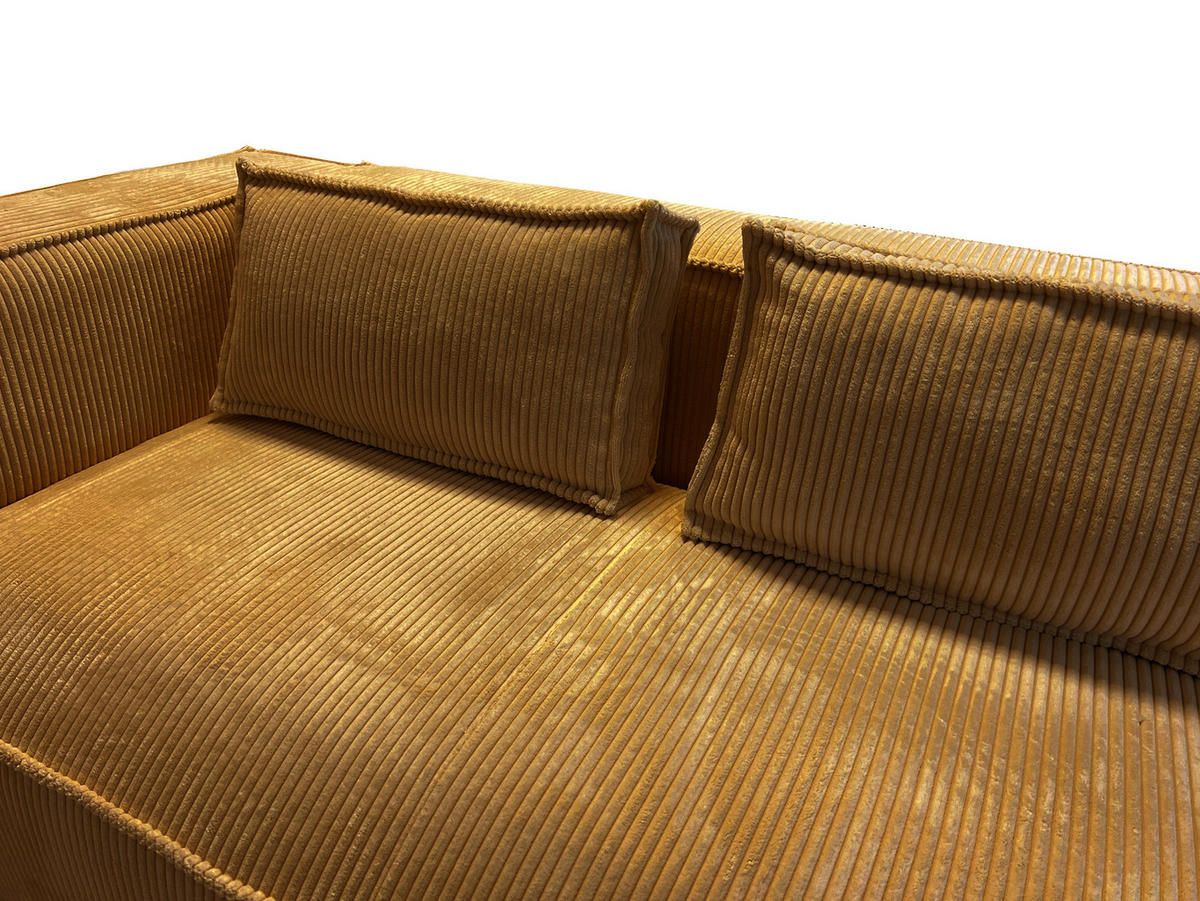 ECKSOFA Nova Honig Cord, Ottomane rechts - Schwarz/Honig, Holz/Kunststoff (262/176cm) - S-Style Möbel