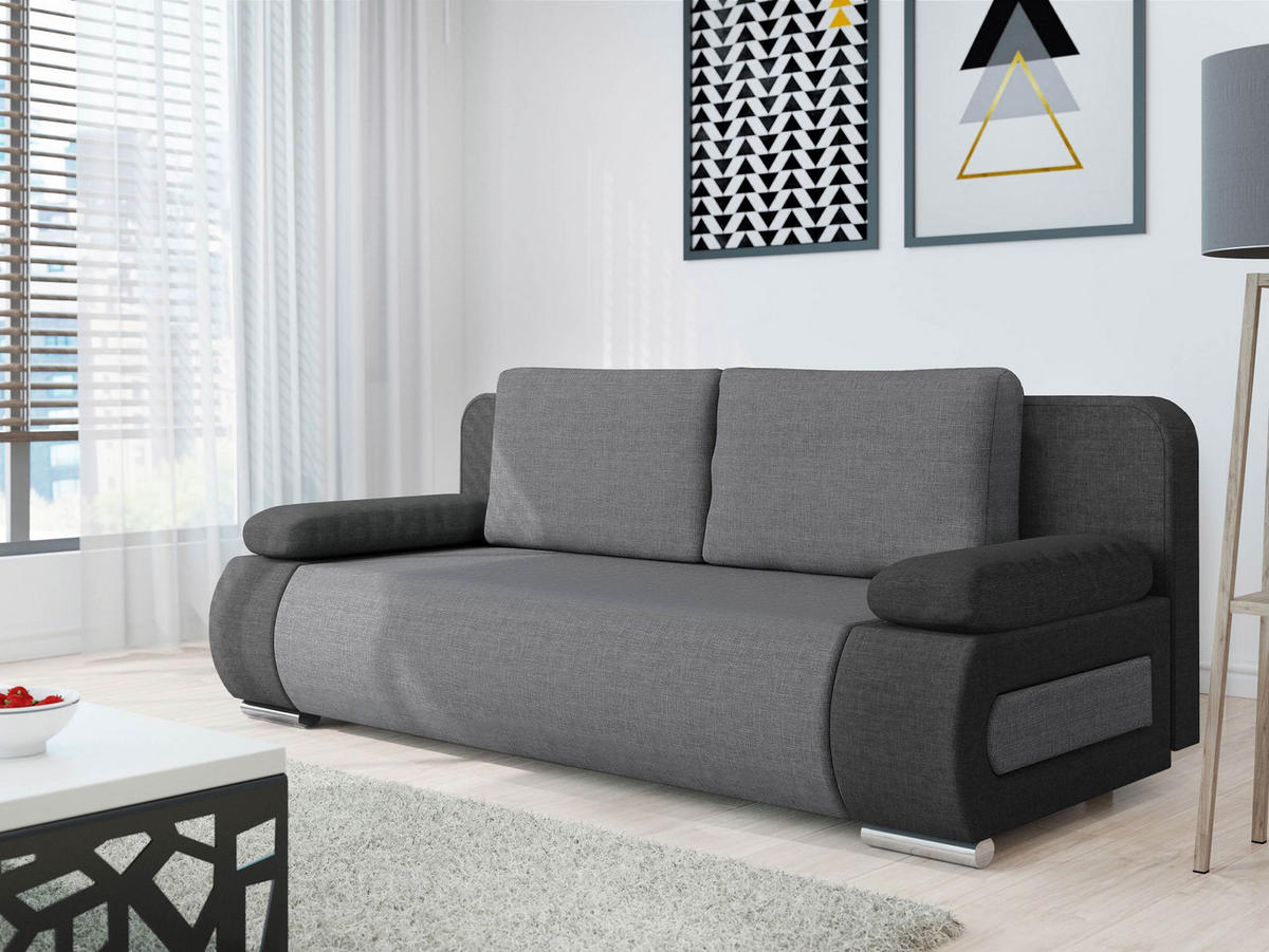 SCHLAFSOFA Emma - Hellgrau, Holz/Kunststoff (200/77/92cm) - MIRJAN24