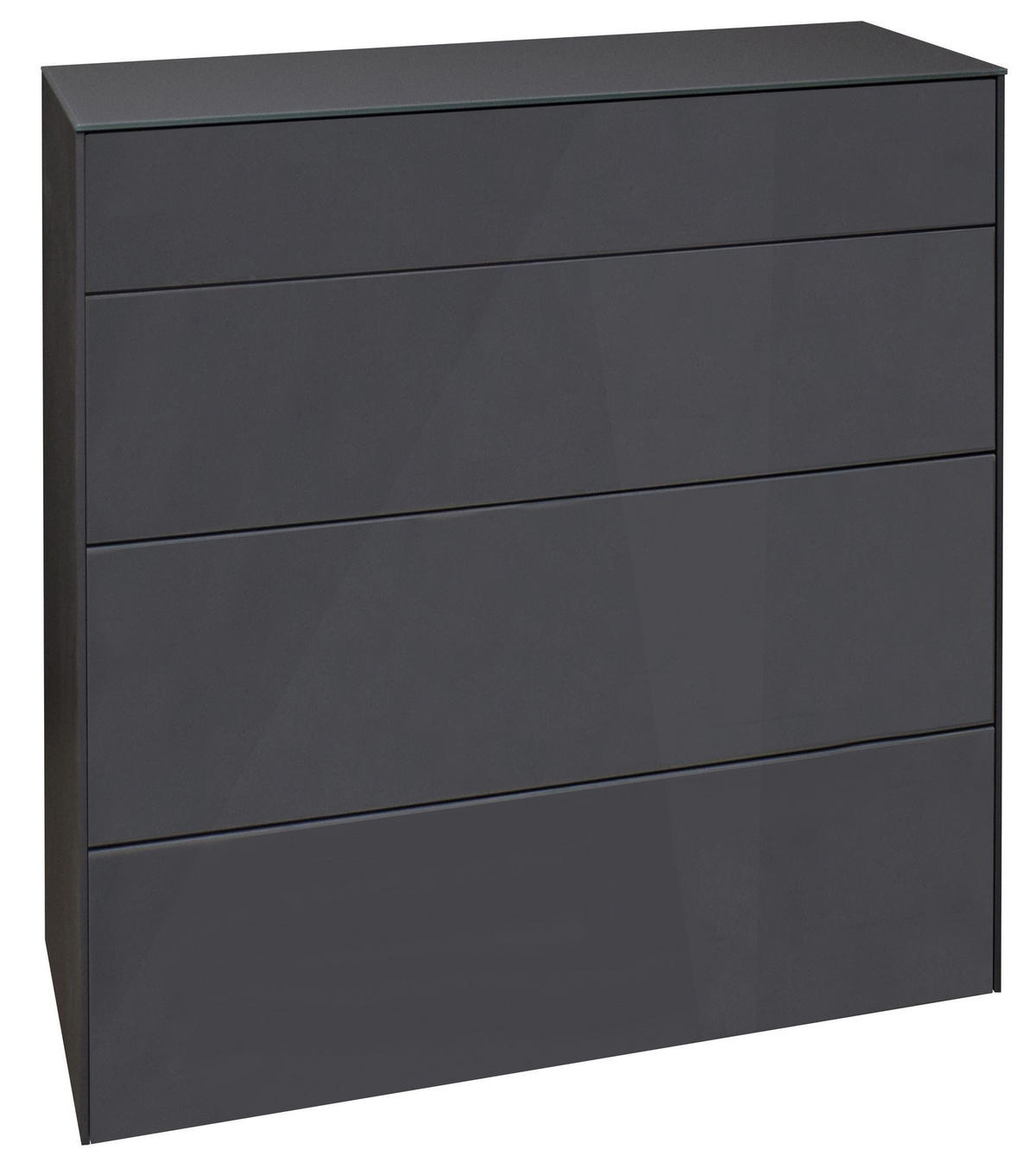 KOMMODE Elfi 82x42x89 Hochglanz Anthrazit/Glas Anthrazit - Anthrazit, Holzwerkstoff (82/89/42cm) - 58aufmkessel