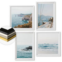 WANDBILDER 4er-Set - 50x50 cm & 40x60 cm Weißer Rahmen - Küstenlandschaftsblick - Weiß, Kunststoff (50/50cm) - ArtPrintCave