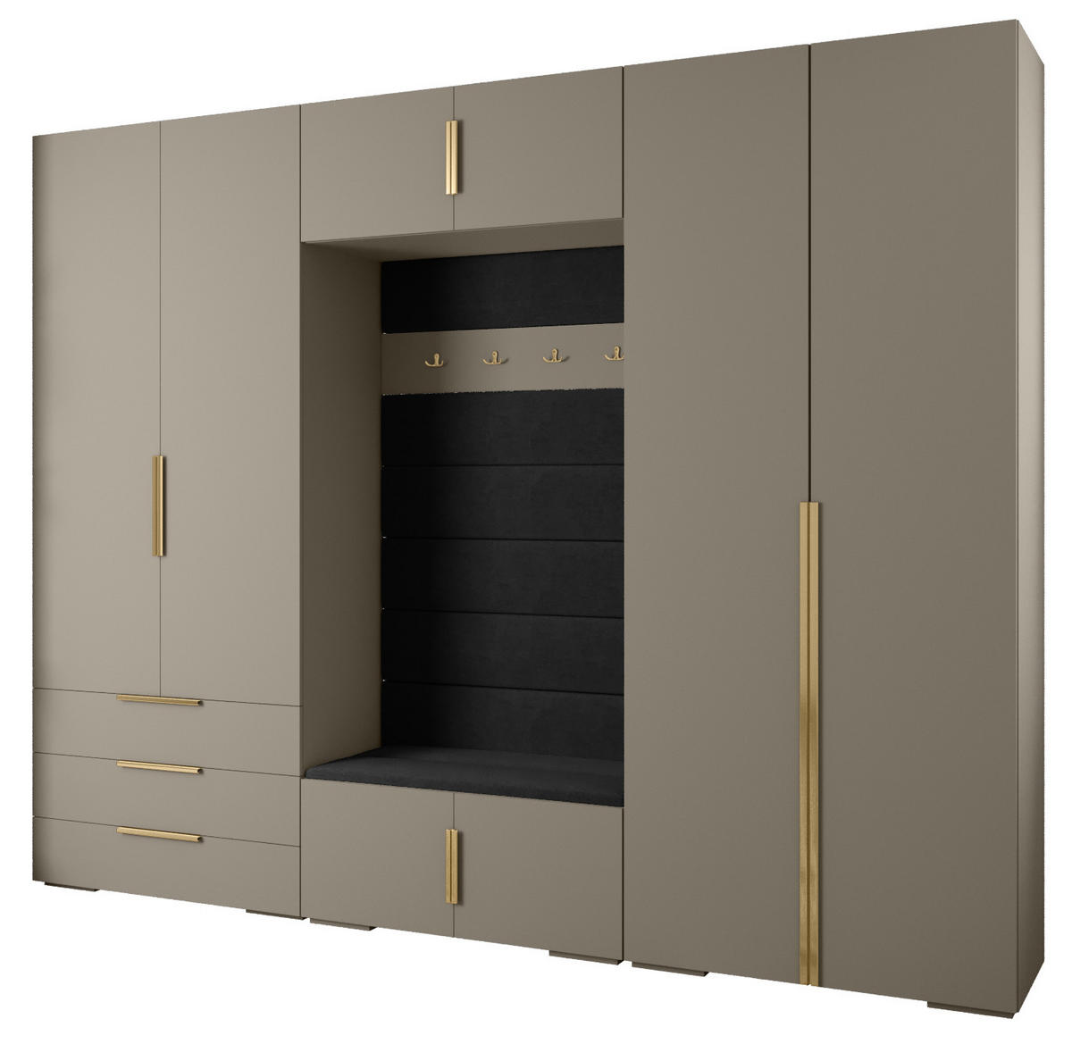 GARDEROBEN-SET 236,7/300/47 - Kaschmir/Goldfarben, Holz/Kunststoff (300/236.7/47cm) - Abiks Möbel