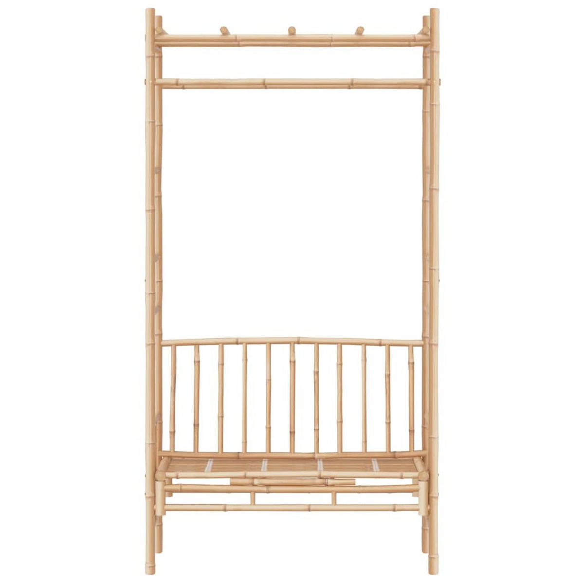 GARTENBANK mit Pergola 116 cm Bambus - Braun, Holz (116/220/52cm) - furnicato