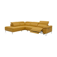 ECKSOFA Fiesta Echtleder mit 1 x Relaxfunktion Senfgelb - Gelb, Leder/Metall (220/282cm)