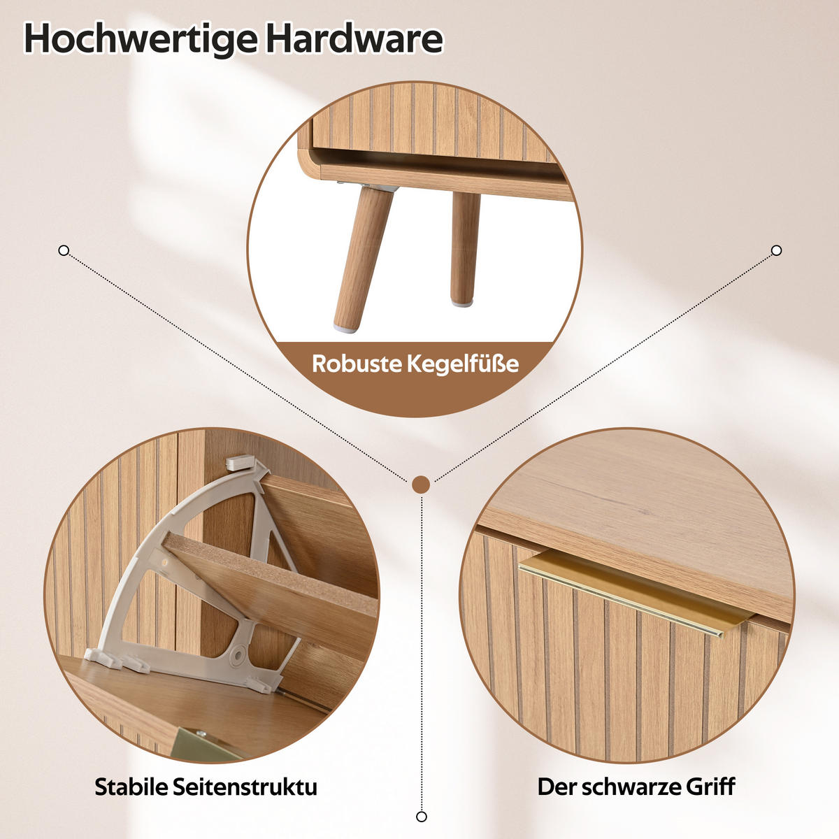 SCHUHSCHRANK Holzoptik für 18–24 Paar Schuhe - Naturfarben, Holzwerkstoff (105/90/24cm) - FLIEKS