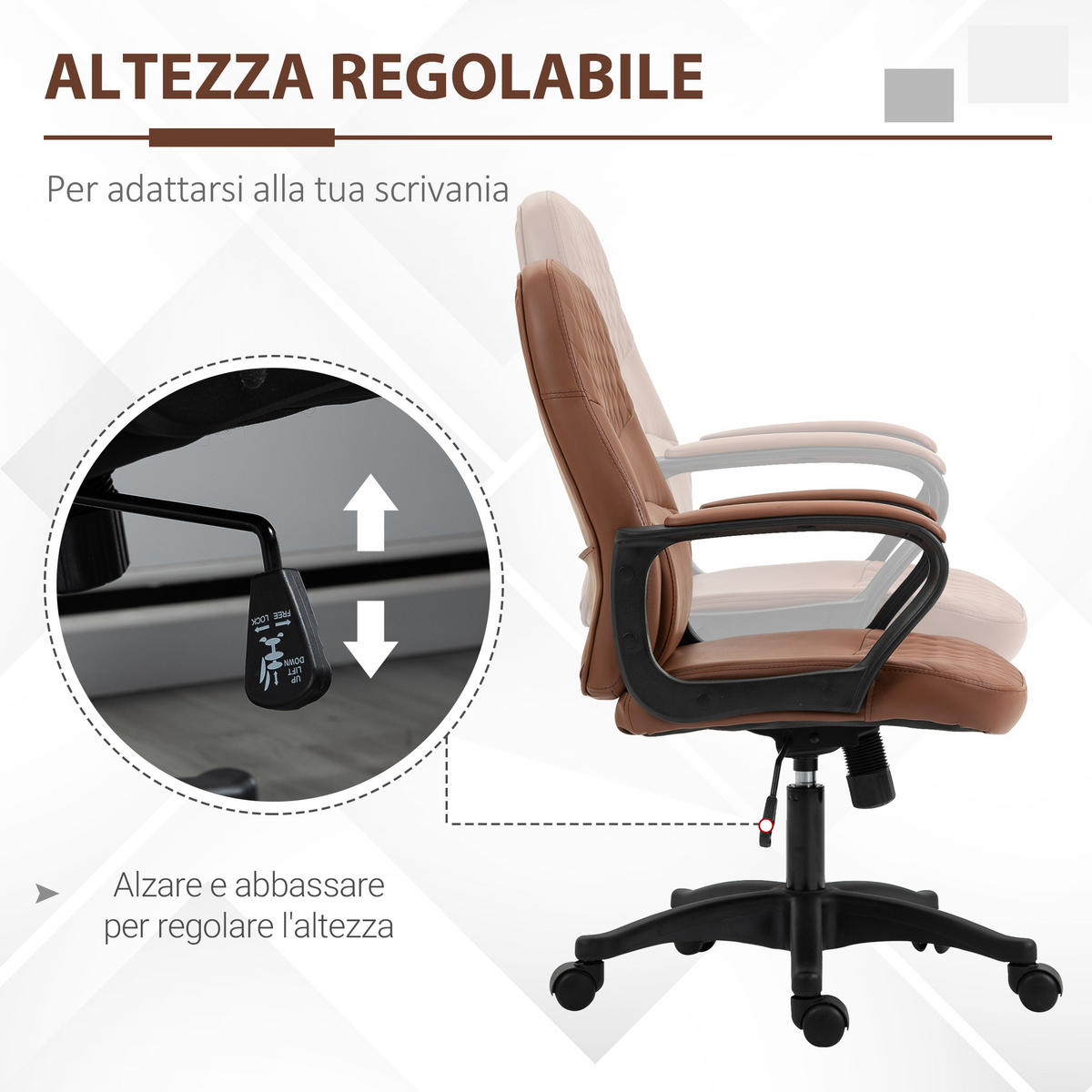 SCHAUKELSTUHL, 2 Massagepunkte, USB, Kunstleder, braun, 59x63x92-101cm - Multicolor, Holzwerkstoff (59/101/63cm) - FORIOUS