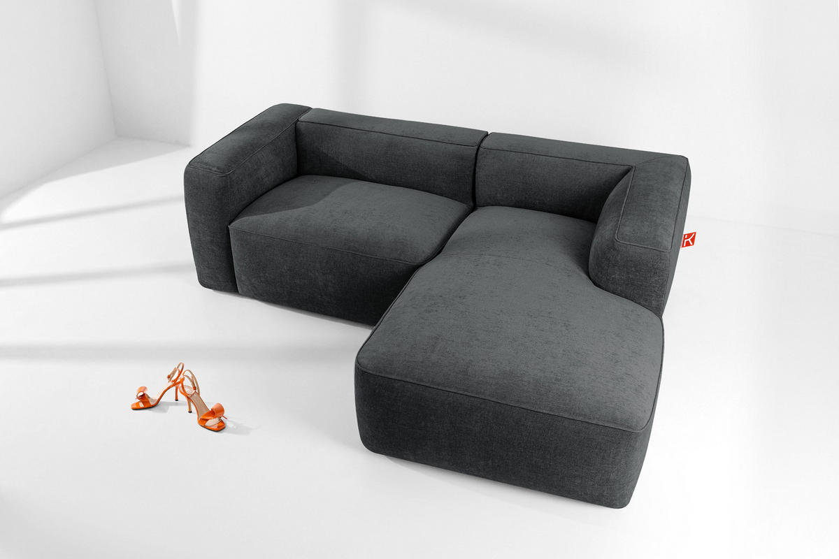 ECKSOFA RECHTS FUBBO, Anthrazit - Anthrazit, Holz/Holzwerkstoff (225/176cm) - KONSIMO®