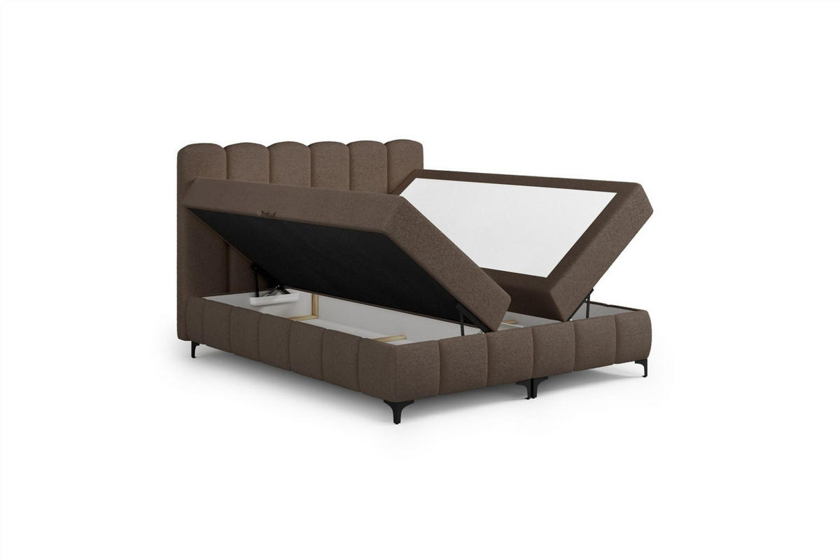 BOXBETT Isabel - Braun, Holzwerkstoff/Textil (180/200cm) - Fun Möbel