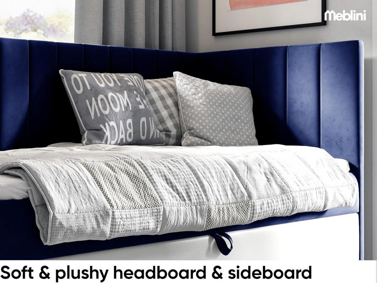 KINDERBETT MAYA 3 - Dunkelblau/Weiß, Holzwerkstoff (106/208cm) - Meblini