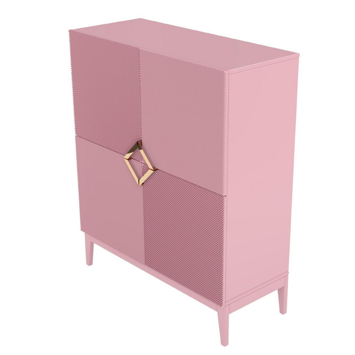 HIGHBOARD Demi High, Pink-Gold, Mit Gefrästen Fronten, Massive Buche - Rosa, Holz/Holzwerkstoff (100.5/120.5/42cm) - Visby