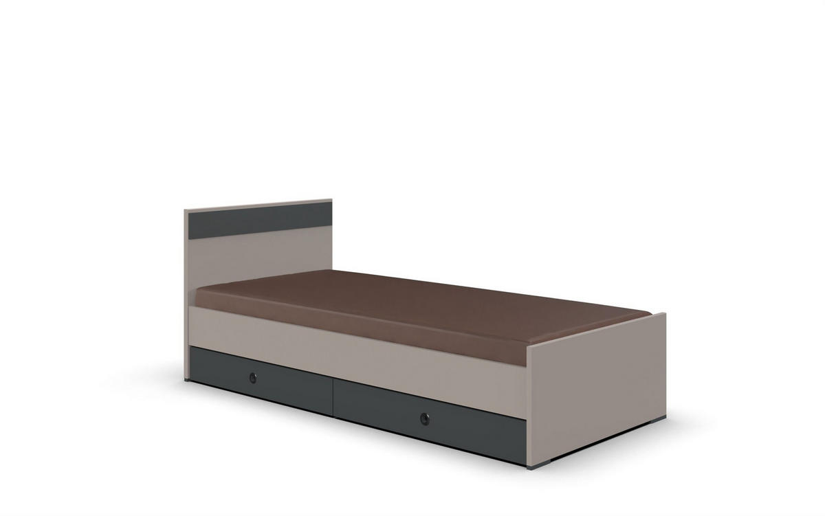 JUGENDZIMMER Bahamas Saharagrau- Grafit 8 teilig mit Schwebetürenschrank - Grau, Holzwerkstoff (80/200/120cm)