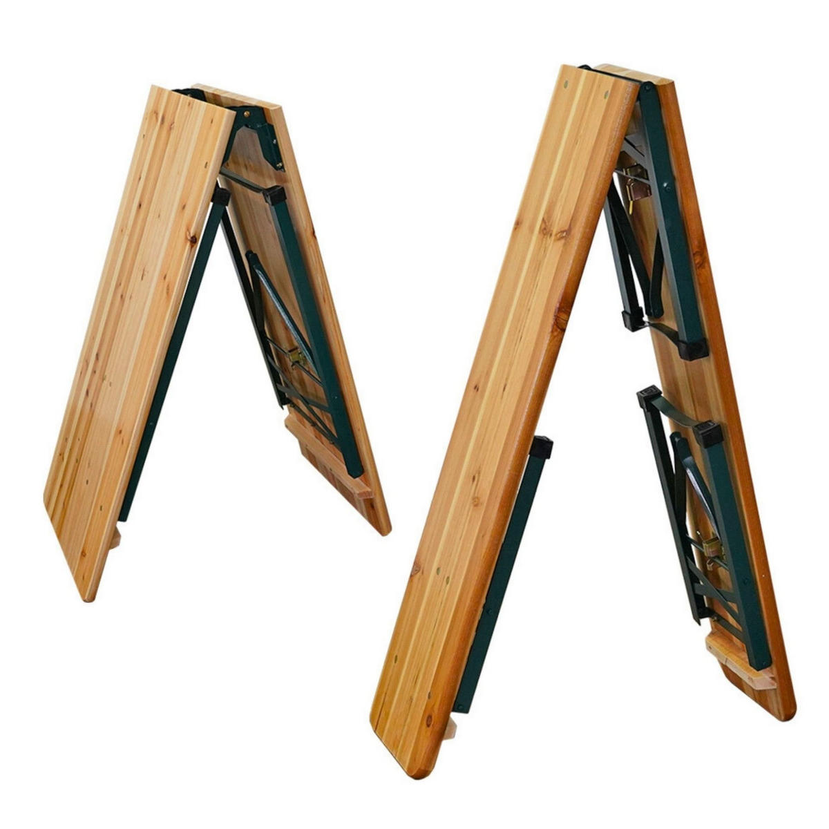 BIERZELTGARNITUR 3-teilig klappbar 1x Tisch 2x Bierbank 76x220x50 cm Holz - Hellbraun, Holz - CHEFGASTRO