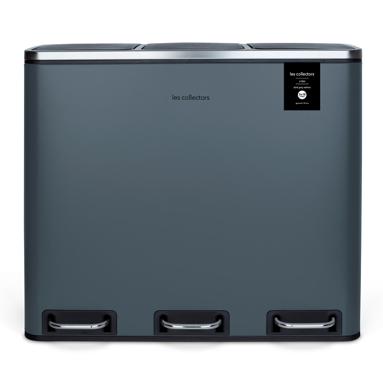RECYCLINGMÜLLEIMER 54L, 3x18L Behälter- dunkelgraue N°984 - Dunkelgrau, Metall (61.5/56/34.5cm) - Les Collectors