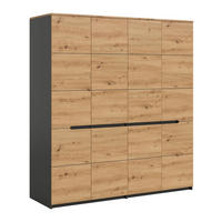 KLEIDERSCHRANK Sova 4-türig – Moderner Schrank in Eiche-Optik & Schwarz mit Stauraum - Eiche Artisan/Grau, Holzwerkstoff (180/198/59cm)