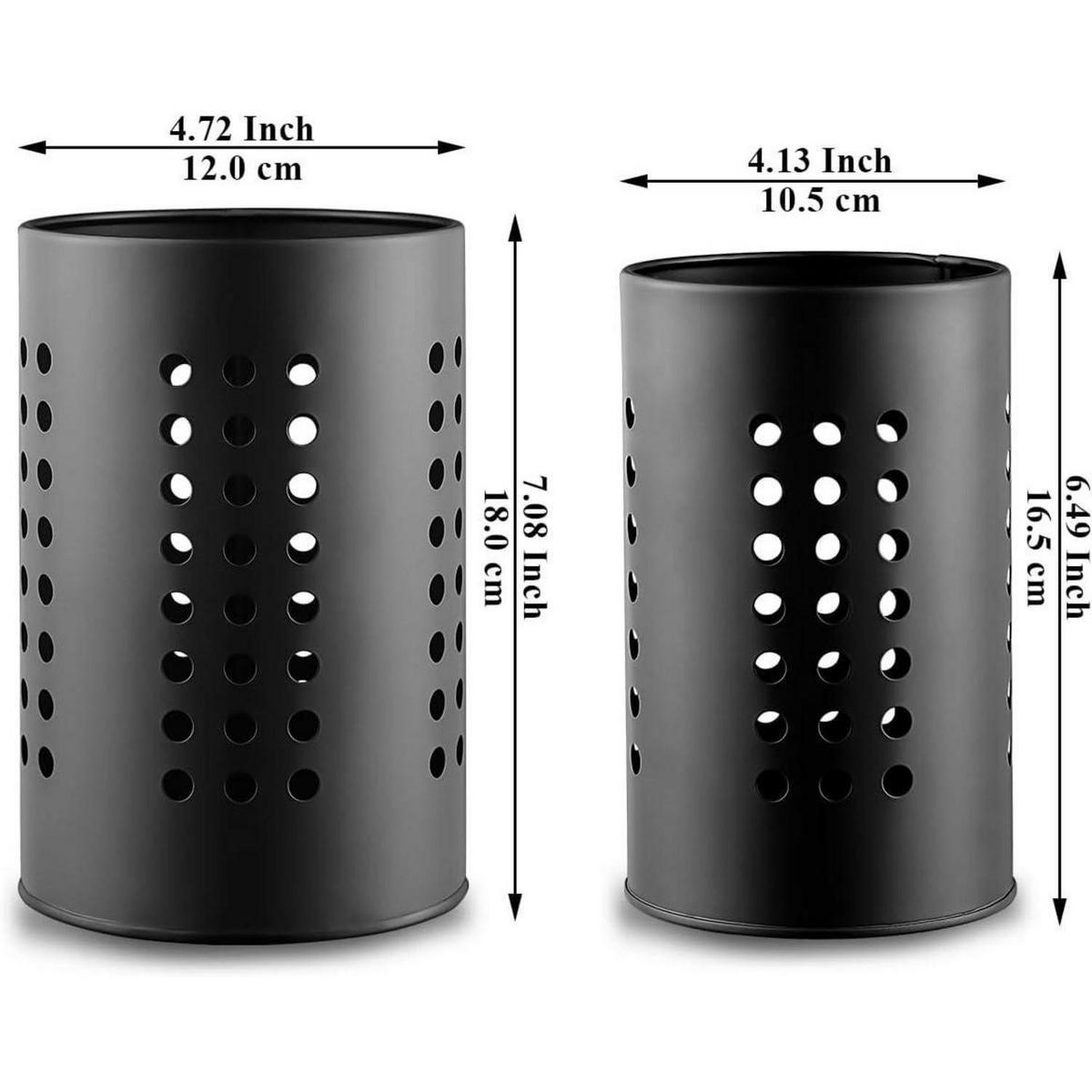 KÜCHENUTENSILIENHALTER Edelstahl, Besteck- und Utensilienständer, 2-teilig - Silberfarben, Metall (12/28/20cm) - LUXUSKOLLEKTION