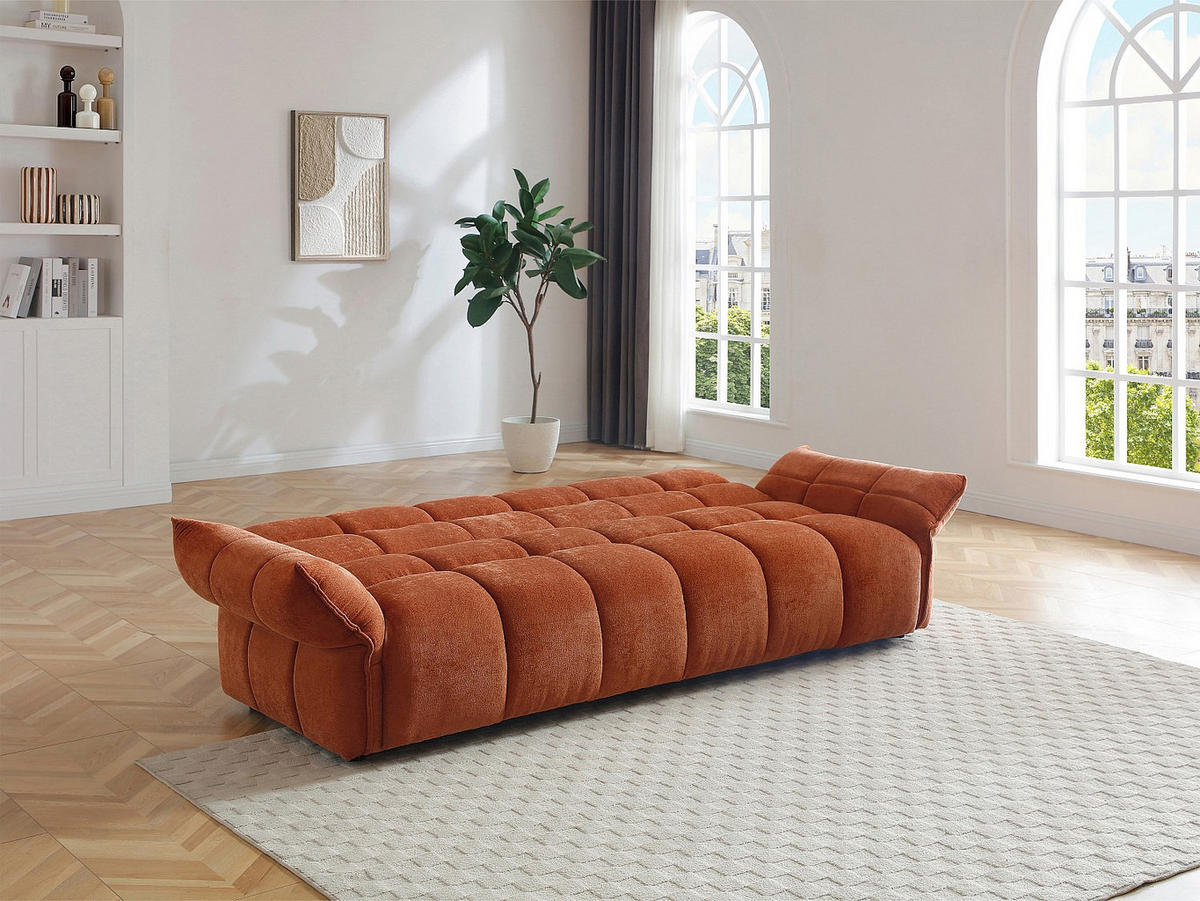 3-SITZER-SCHLAFSOFA Clic-Clac – Chenille-Stoff – Terracotta – HAKEMO - Braun, Textil (250/85/90cm) - Vente-Unique