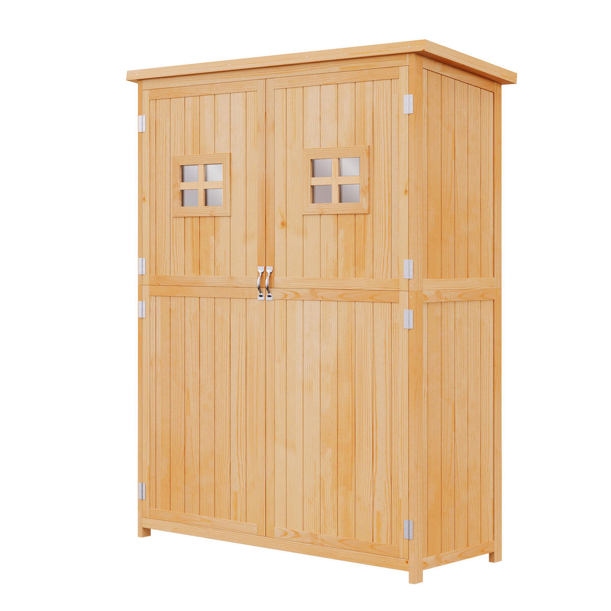 GERÄTESCHUPPEN DE-17564 2 Türen, 2 Fenster mit Bitumendach Naturholz - Naturfarben, Holz (127.5/164/50cm) - ComfortXL