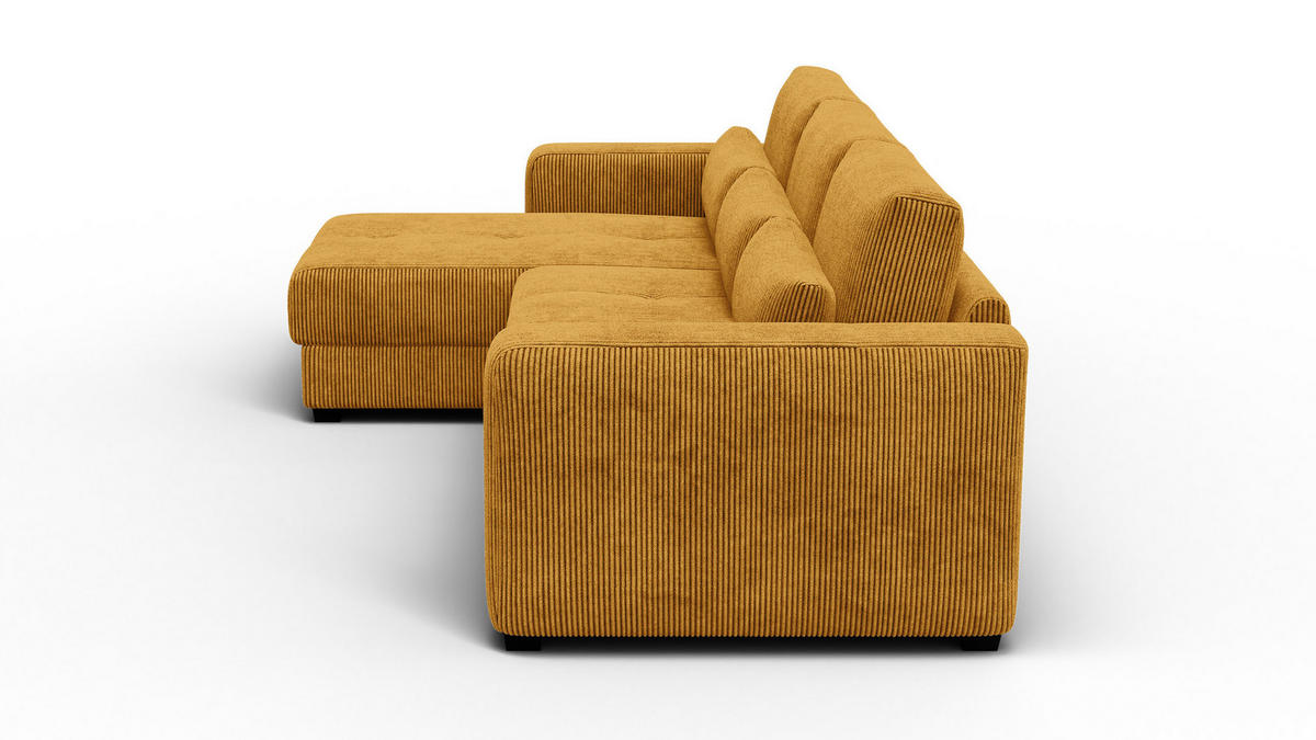 ECKSOFA OLI 4-Sitzer links, safran - Gelb, Holz/Textil (295/172cm) - Courtois Laville