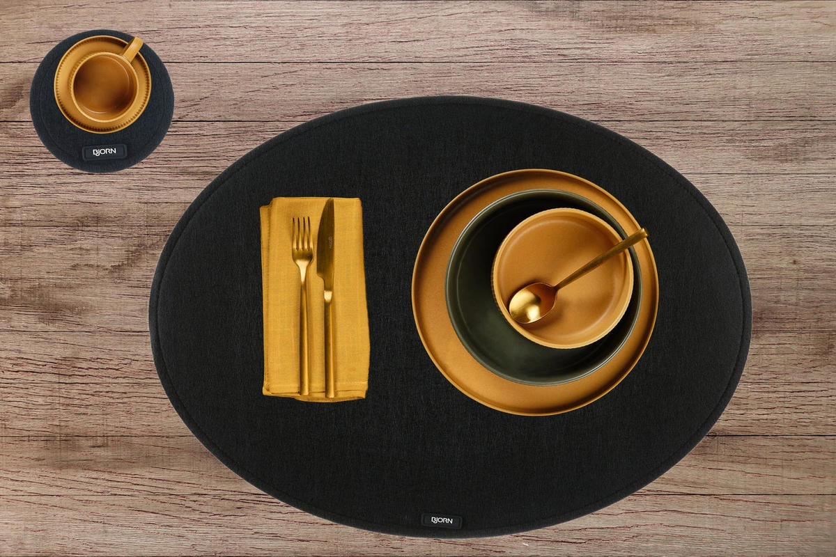 UNTERSETZER - 6er-Set - Recycelter Filz in Schwarz - Schwarz, Textil (10/10cm) - Björn